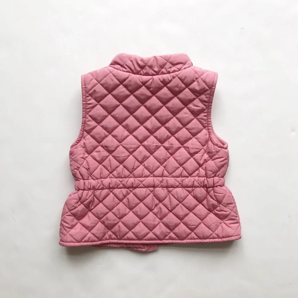 Old Navy pink fleece lined quilt stitched vest EUC 12-18 months